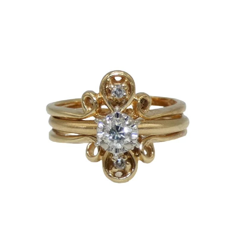 Ladies Horoscope Rings -14K Gold Diamond Solitare with Ring Enhancer