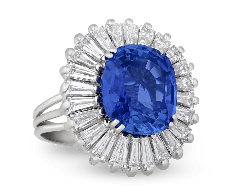 Ladies Cross Rings -Sapphire Ballerina Ring, 7.92 Carats