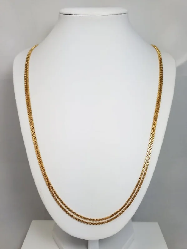 Ladies Necklaces for Party Glow-Magnificent Layered Double Chain 21k Gold 28" Necklace