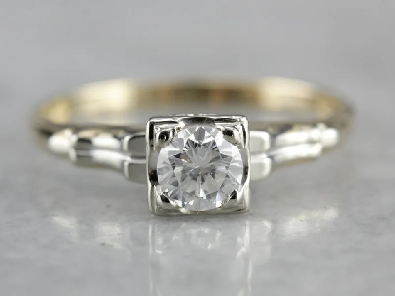 Ladies Engagement Rings Round Spark-Vintage Diamond Solitaire Engagement Ring