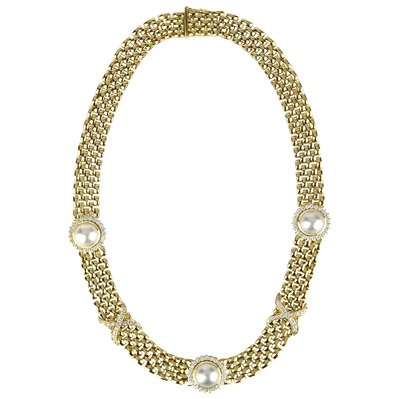 Ladies Necklaces with Petal Drop-Necklace - South Sea Pearl And Diamond (2291F)