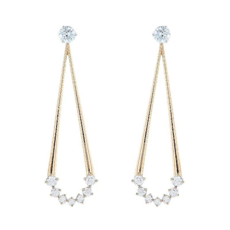 Ladies Earrings with Diamond Drops-Graduated Diamond Drop Earring Jackets