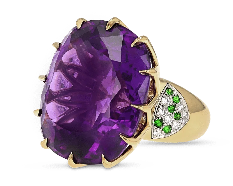 Ladies Energy Rings -Amethyst Cocktail Ring, 51.49 Carats