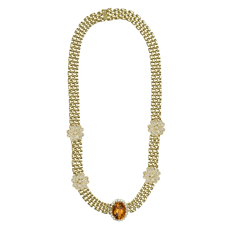 Ladies Necklaces for Young Glow-Necklace - Citrine And Diamond (2363A)