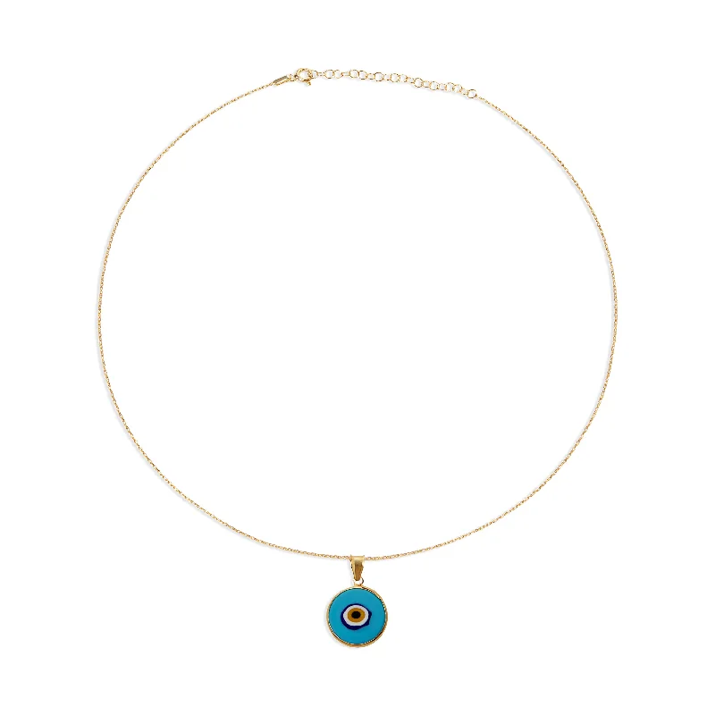 Ladies Necklaces Infinite Chain-THE LIGHT BLUE ACRYLIC EVIL EYE PENDANT NECKLACE