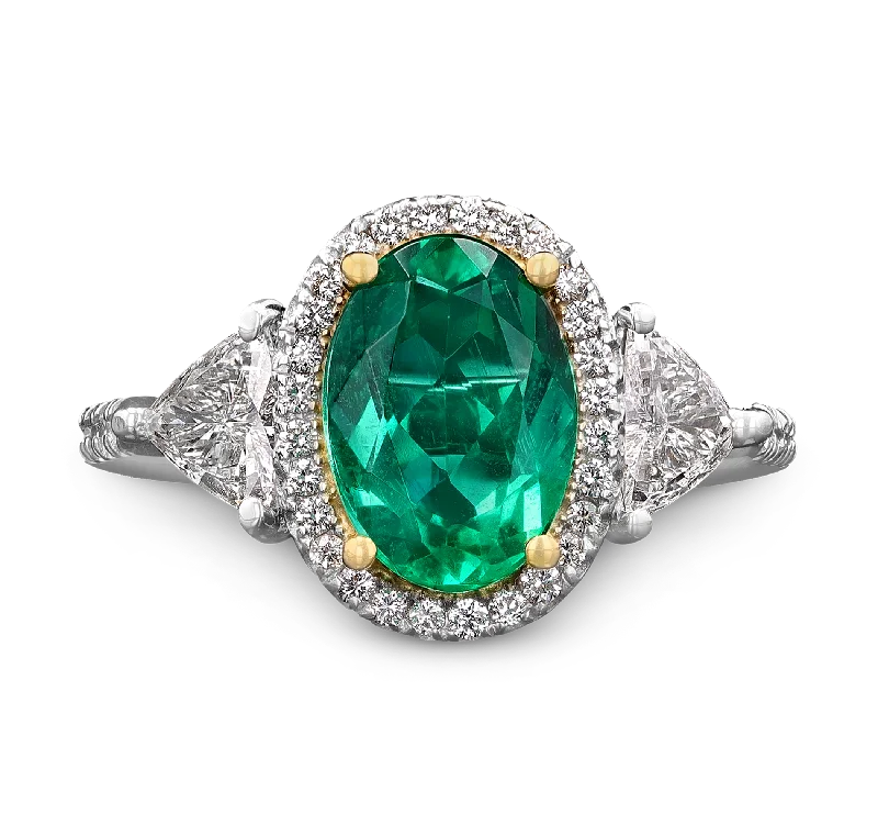 Ladies Dog Rings -Oval Emerald Ring, 2.01 carats