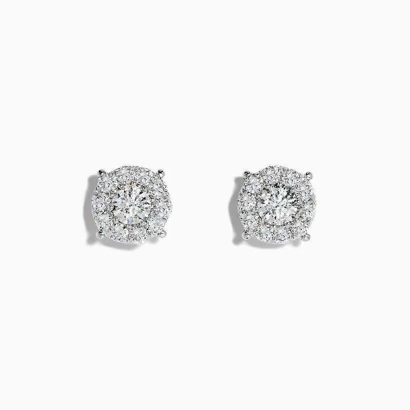 Ladies Earrings Retro Shine-Bouquet 14K White Gold Diamond Stud Earrings