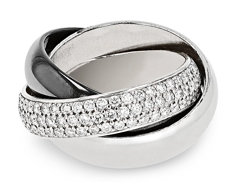 Ladies Fall Rings -Cartier Pavé Diamond Trinity Ring, 1.55 Carats