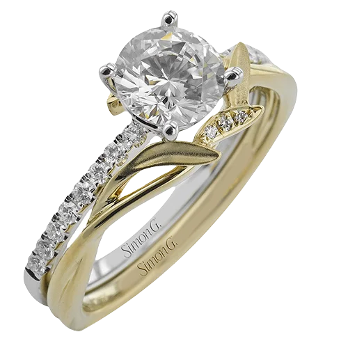 Ladies Engagement Rings Nine Shine-Round-cut Engagement Ring & Matching Wedding Band in 18k Gold with Diamonds LR3230