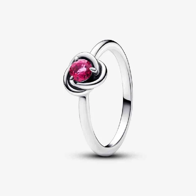 Ladies Pink Rings -PANDORA : October Pink Eternity Circle Ring