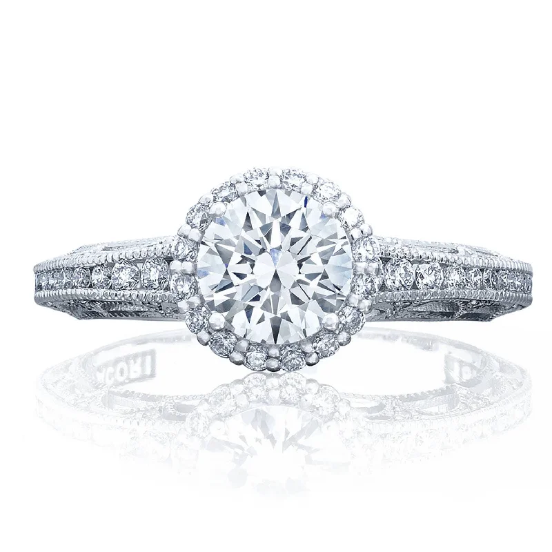 Ladies Engagement Rings Crescent Spark-Reverse Crescent | Round Bloom Engagement Ring 2618RD6