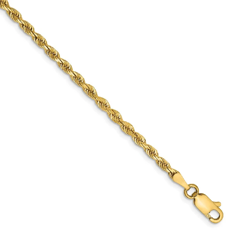 Ladies Chic Fashion Bracelets -2.75mm, 14k Yellow Gold, D/C Quadruple Rope Chain Anklet or Bracelet