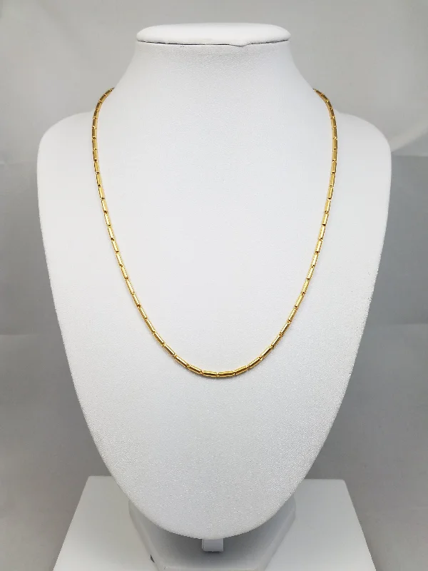 Ladies Necklaces Flex Fit-Special 23k Yellow Gold Hollow Baht Link 18" Necklace