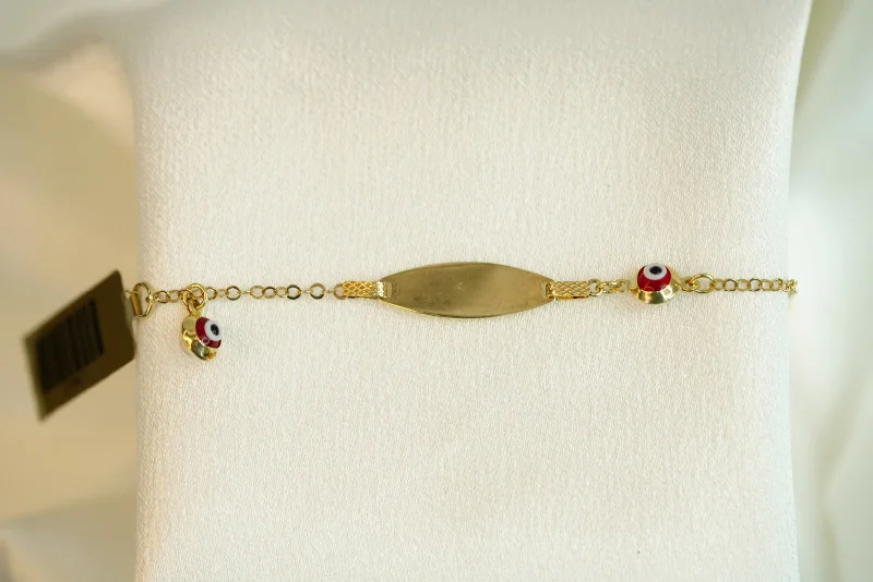 Ladies Traditional Bracelets -14k ID Bracelet with Two Eye