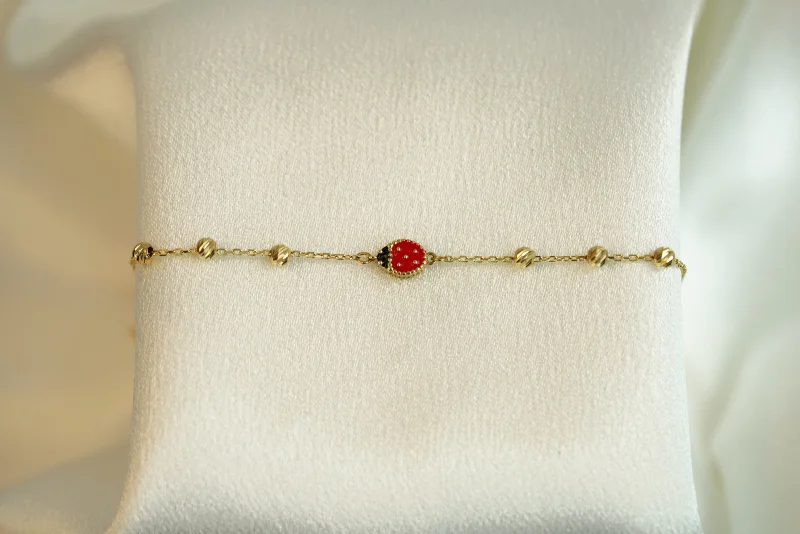 Ladies Even Balance Bracelets -14k Ladybug Baby Bracelet