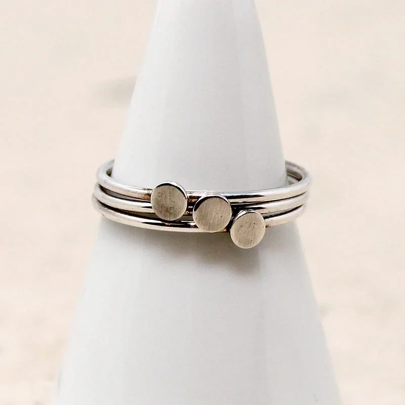 Ladies Galaxy Rings -Confetti Dot Stacked Rings in Sterling from Favor