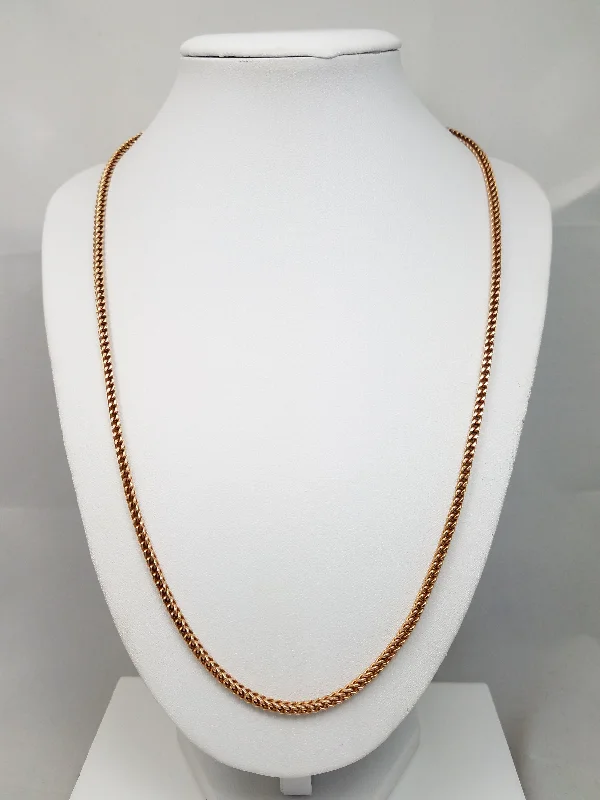 Ladies Necklaces Fun Shapes-Smooth 22" Hollow 10k Yellow Gold Franco Link Chain Necklace