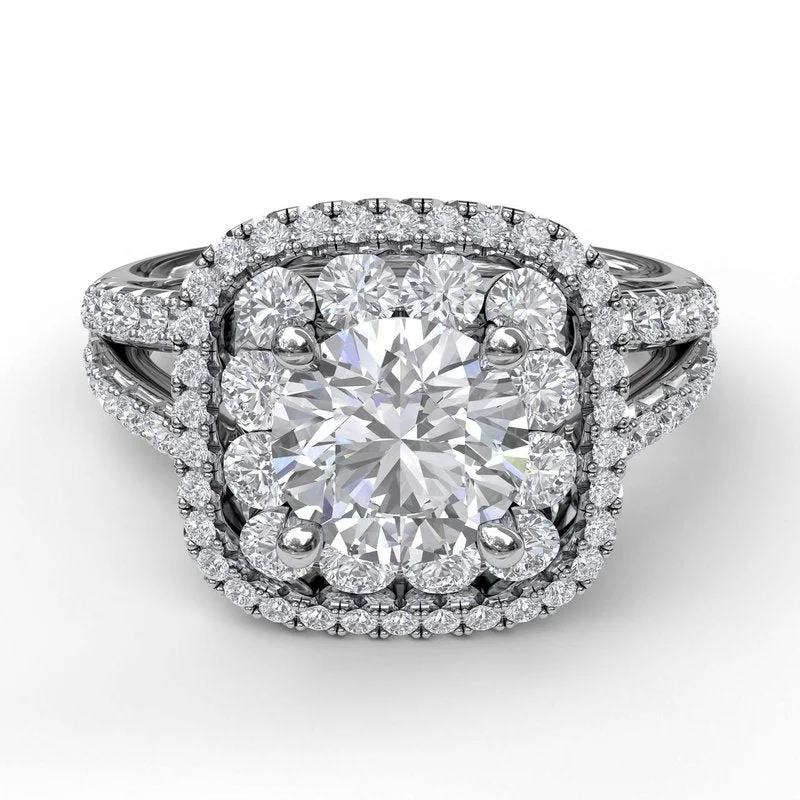 Ladies Engagement Rings Princess Spark-Exquisite Unique Double Halo Engagement Ring S3507