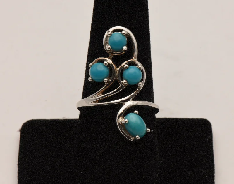 Ladies Lightweight Rings -Vintage Sterling Silver Finger Ring with Faux Turquoise - Size 9