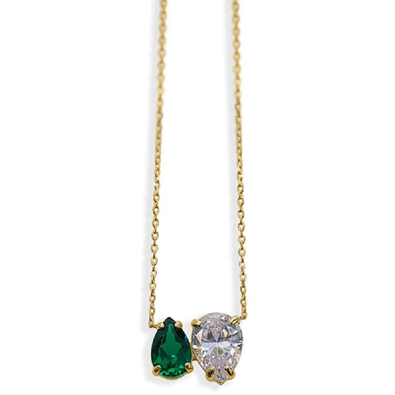 Ladies Necklaces with Lemon Heliodor-THE GREEN EMERALD PEAR NECKLACE