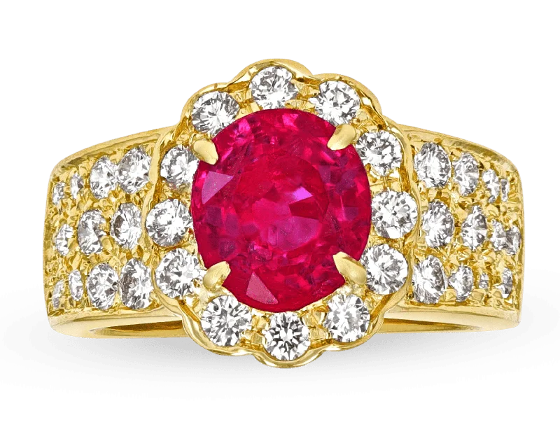 Ladies Matte Rings -Untreated Ruby Ring, 2.33 Carats