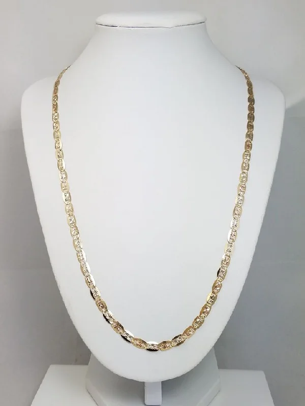 Ladies Necklaces for Leader Shine-Sparkly 22" Solid 14k Yellow Gold Diamond Cut Fancy Link Chain Necklace