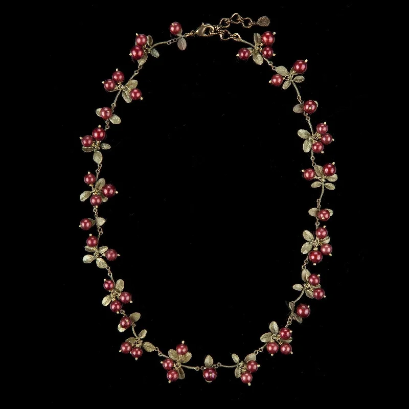 Ladies Necklaces with White Thaumasite-Cranberry Necklace - Cluster