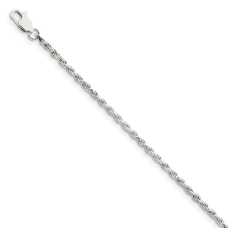 Ladies Space Age Bracelets -2.25mm Sterling Silver Diamond Cut Solid Rope Chain Anklet or Bracelet