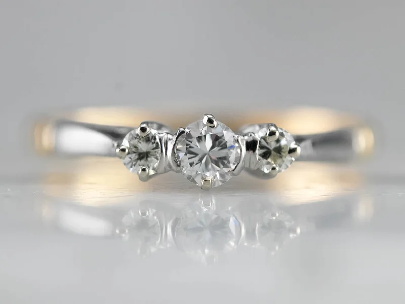 Ladies Engagement Rings Vintage Spark-Retro Era Two Tone Diamond Engagement Ring