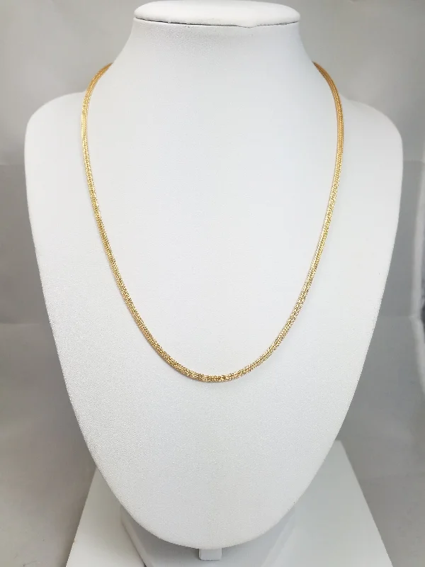 Ladies Necklaces with White Leucite-3D Hollow Mesh Link 14k Yellow Gold 18" Necklace