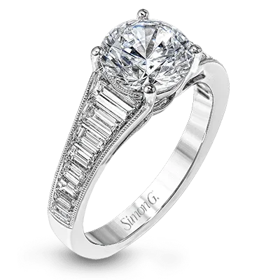 Ladies Engagement Rings with Enstatite Spark-Round-Cut Engagement Ring In 18k Gold With Diamonds MR2358