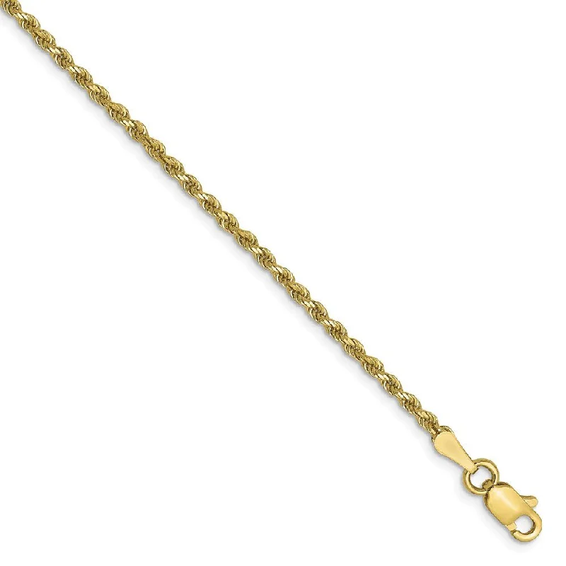 Ladies Seashell Bracelets -1.75mm 10k Yellow Gold Diamond Cut Solid Rope Chain Bracelet & Anklet