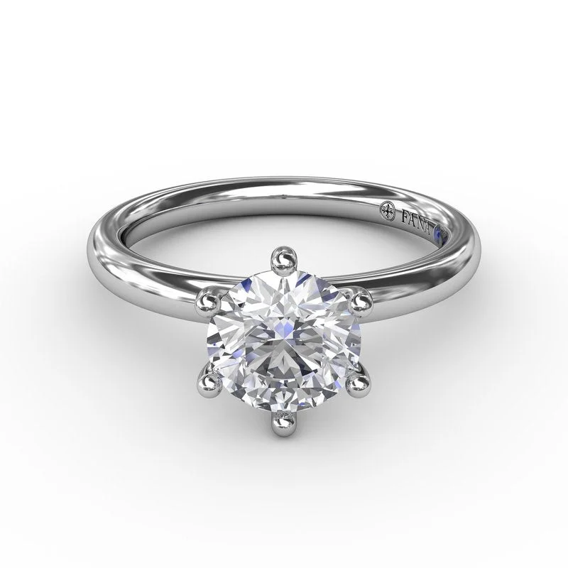 Ladies Engagement Rings Organic Glow-Classic Six-Prong Round Diamond Solitaire Engagement Ring S4025