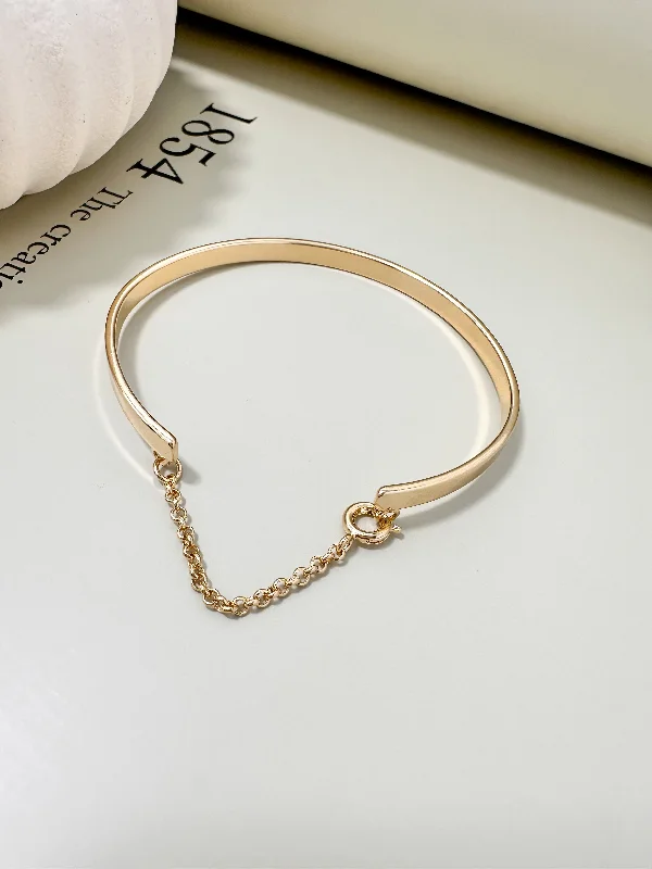 Ladies 10K Gold Bracelets -Velani Jewelry Bangle Bracelet with Chain