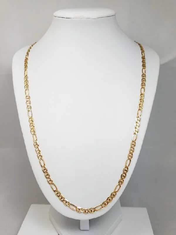 Ladies Necklaces with Yellow Fibrolite-Exotic 24" Solid 14k Yellow Gold Figarucci Link Chain Necklace