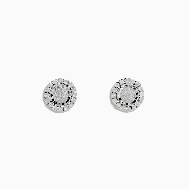 Ladies Earrings for Evening Spark-Pave Classica 14K White Gold Diamond Halo Stud Earrings 0.98 TCW