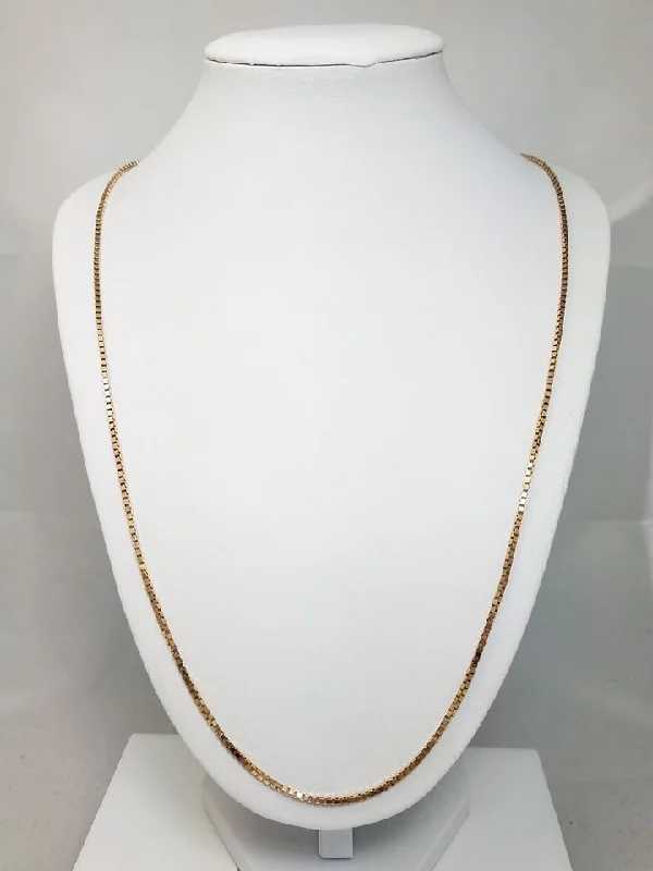 Ladies Necklaces with Navy Sodalite-Bold 30" Solid 10k Yellow Gold Box Link Chain Necklace