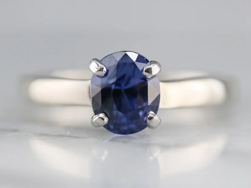 Ladies Engagement Rings Classic Shine-Sapphire Solitaire Engagement Ring