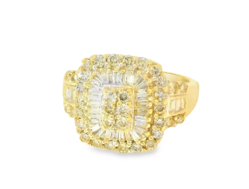 Ladies Emerald Rings -Gorgeous Estate 14K Yellow Gold Baguette Diamond Cocktail Band Ring